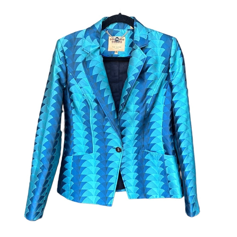 Ted Baker Teal Blue Geometric Pantsuit - Picture 2 of 9
